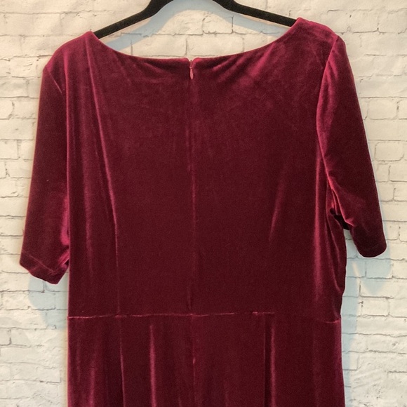 Lane Bryant Burgundy Velvet MIDI Front Slit Dress Size 18/20 Event Holiday Party - Picture 8 of 16